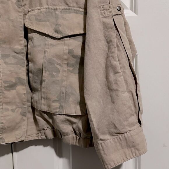 HEI HEI ANTHROPOLOGIE | Jacket Tan Camouflage Linen Blend Cropped Military | XL - Picture 3 of 9